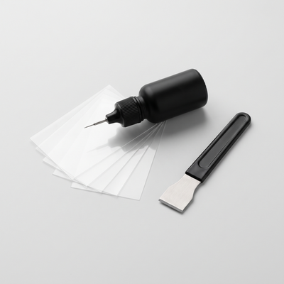 Haxvenora GlassFix windshield repair kit: resin applicator, curing films and razor blade